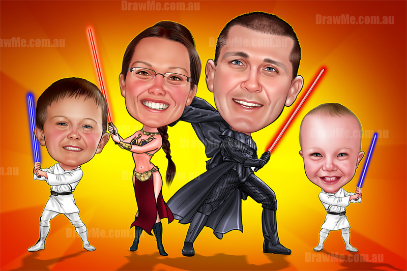 Caricature: Star Wars Family