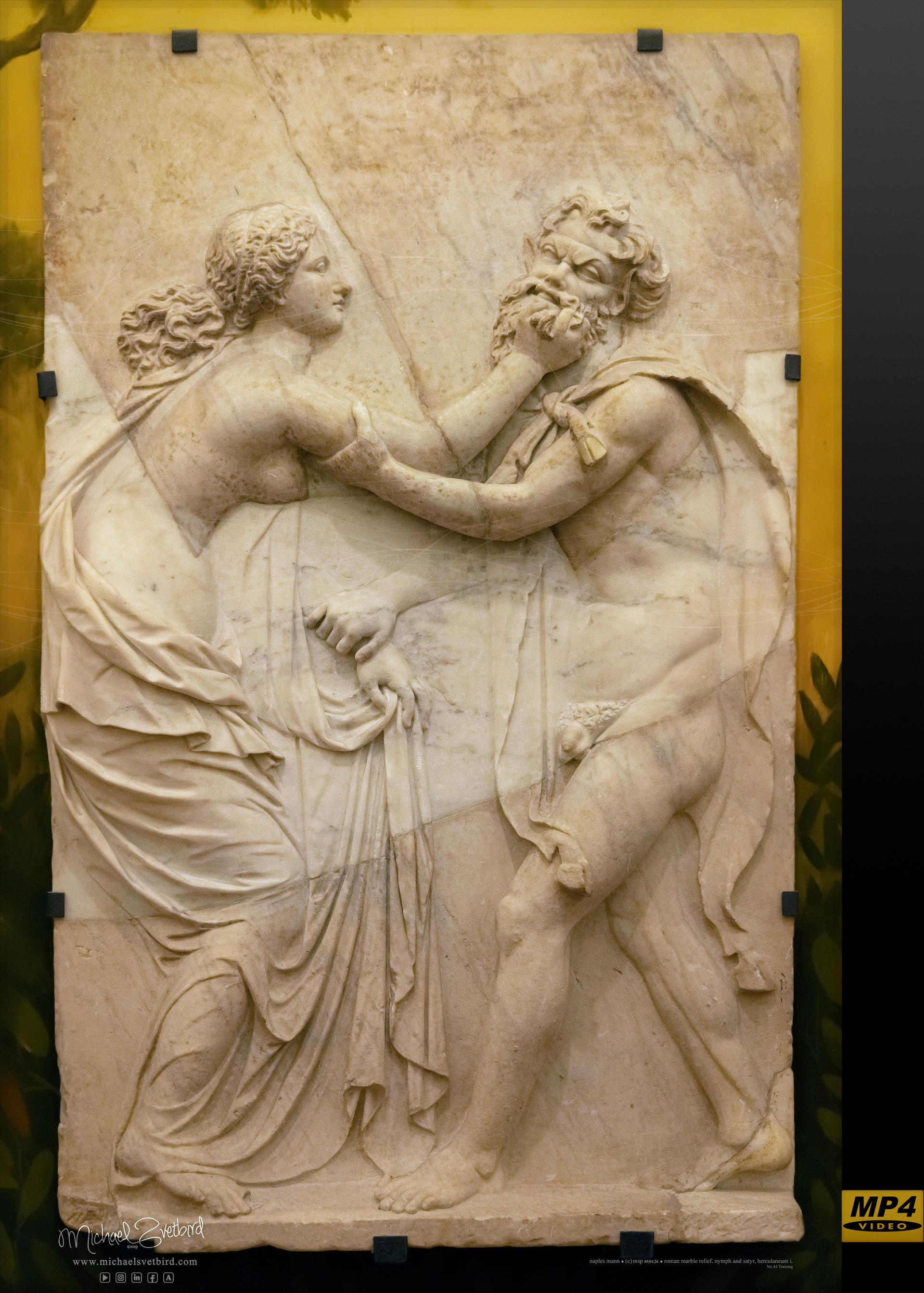 NYMPH and SATYR : 1st c. AD Marble Relief in HD 4K
