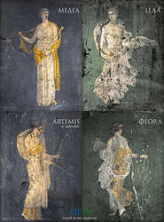 4 STABIAE FRESCOES: Medea, Leda, Artemis, Flora
