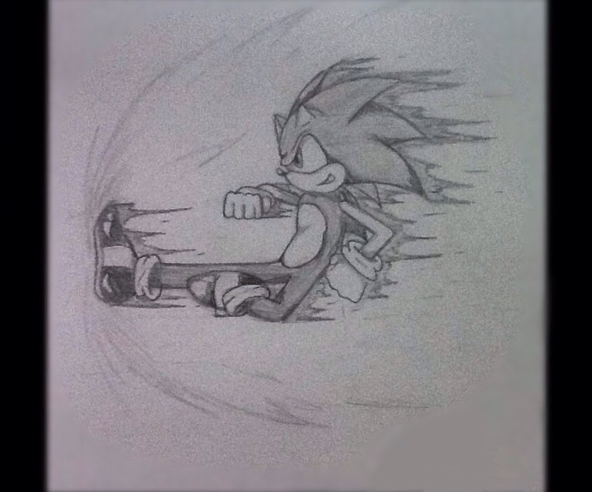 Sonic: Side-ways Kick (pencil drawing)