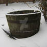 barrel in the snow