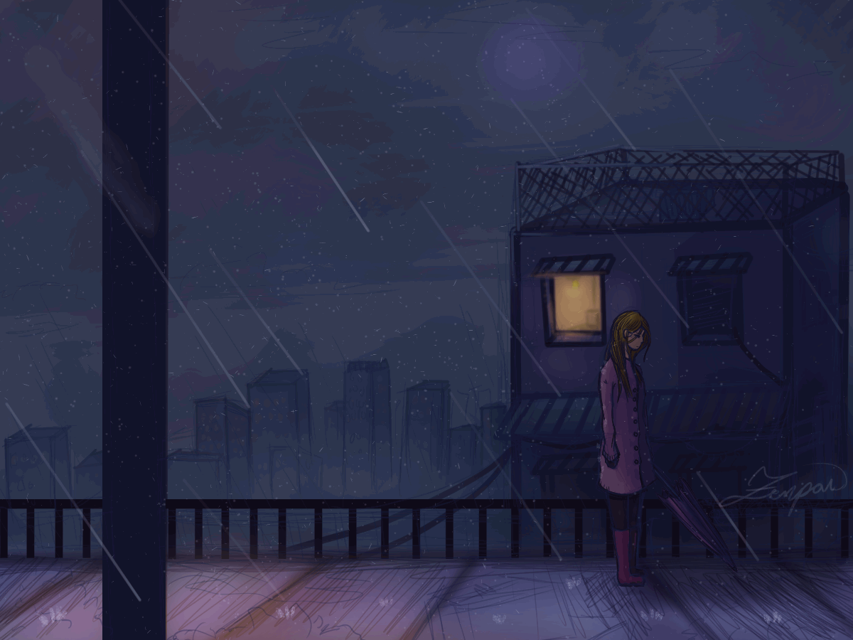 Desk Getting Rained On Gif City Rain by Zenpai0 on DeviantArt