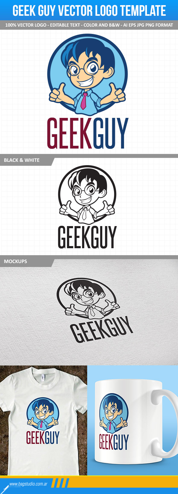 Geek  Guy Logo Template