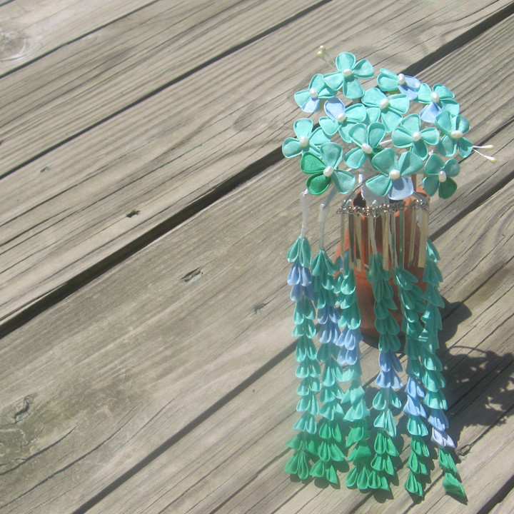 Sea Green and Blue Kanzashi