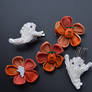 Happy Halloween Kanzashi: ghosts and pumpkins