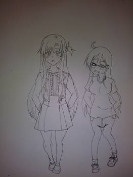 Asuna and Femspiral Lineart