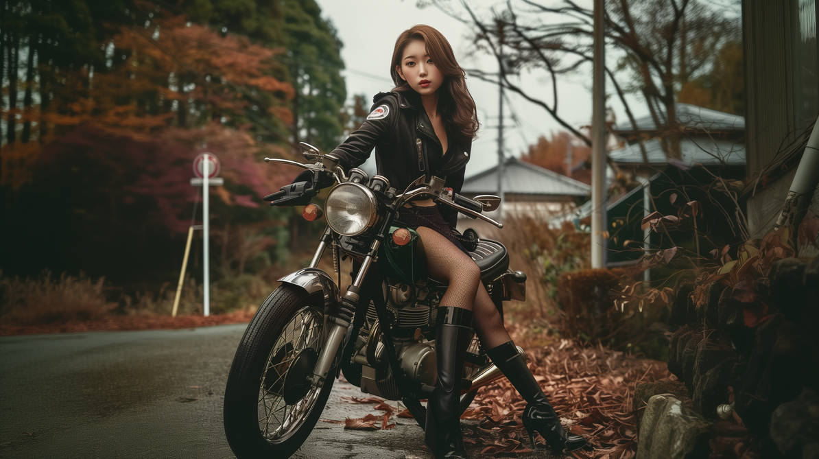 Japanese Female Chopper Riders Japanese Girl on a Retro Motorcycle by rippeddervish on DeviantArt