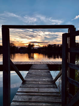 Fischerhude 2023, Lake Otterstedt Jetty Sunset 2