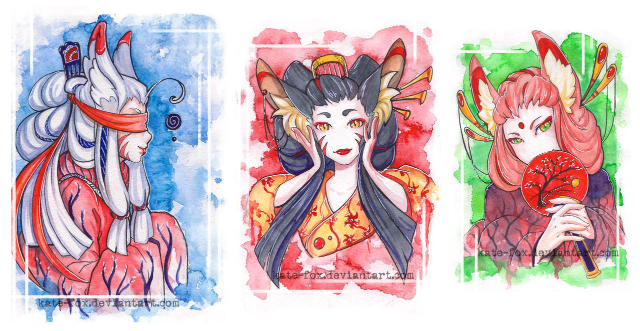 Three foxes by Kate-FoX
