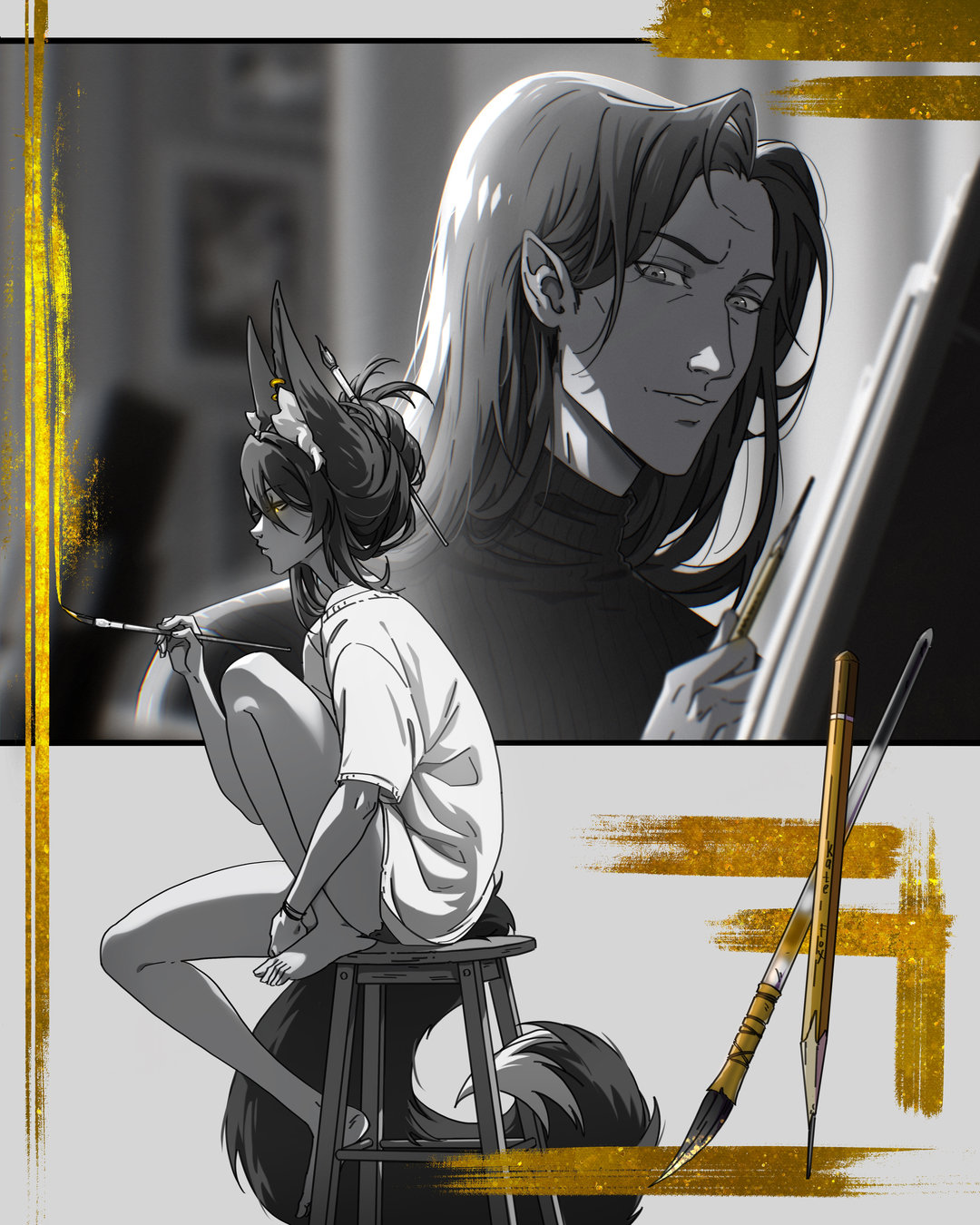 AU: No Feelings. Black, White, Golden...