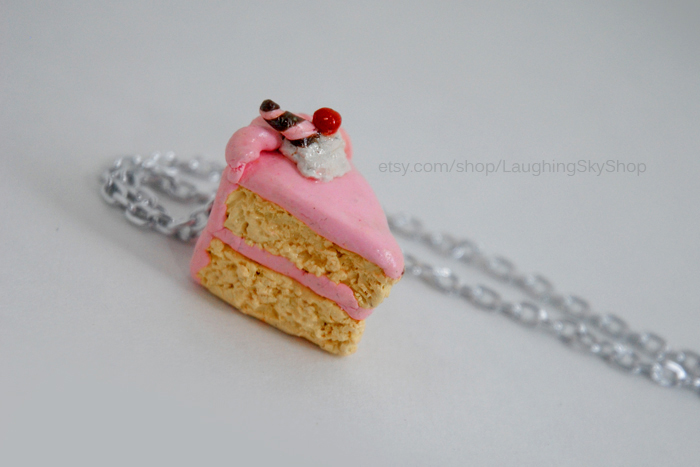 Yellow Cake Pink Icing Necklace