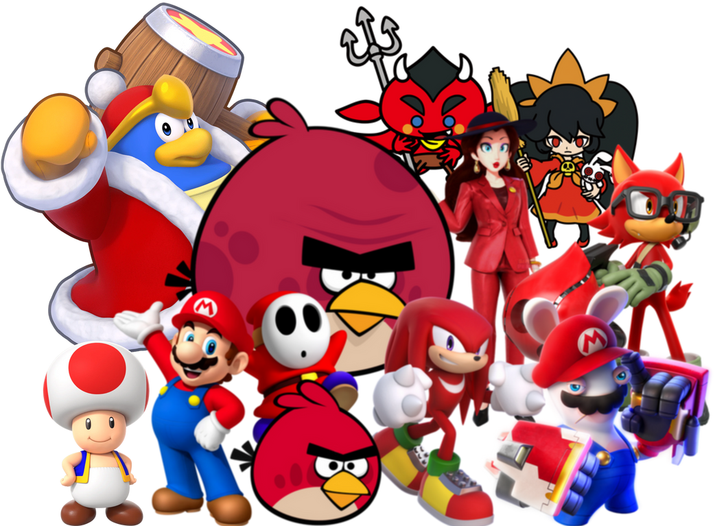 All characters with Red Colors by Noe0123 on DeviantArt