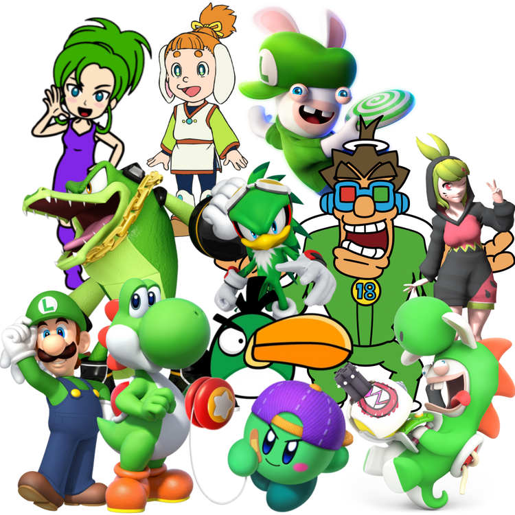 All characters with Green color by Noe0123 on DeviantArt