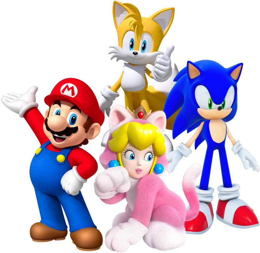 Mario, Sonic, Cat Peach and Tails by Noe0123 on DeviantArt
