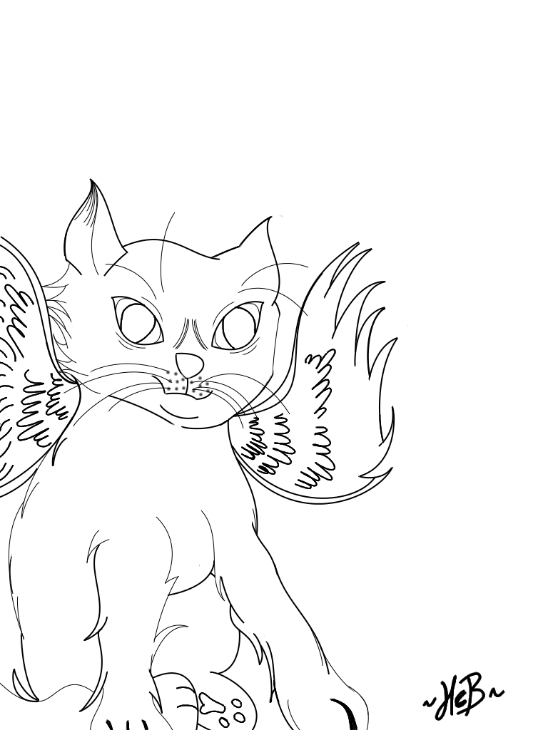 Winged kitten lineart~