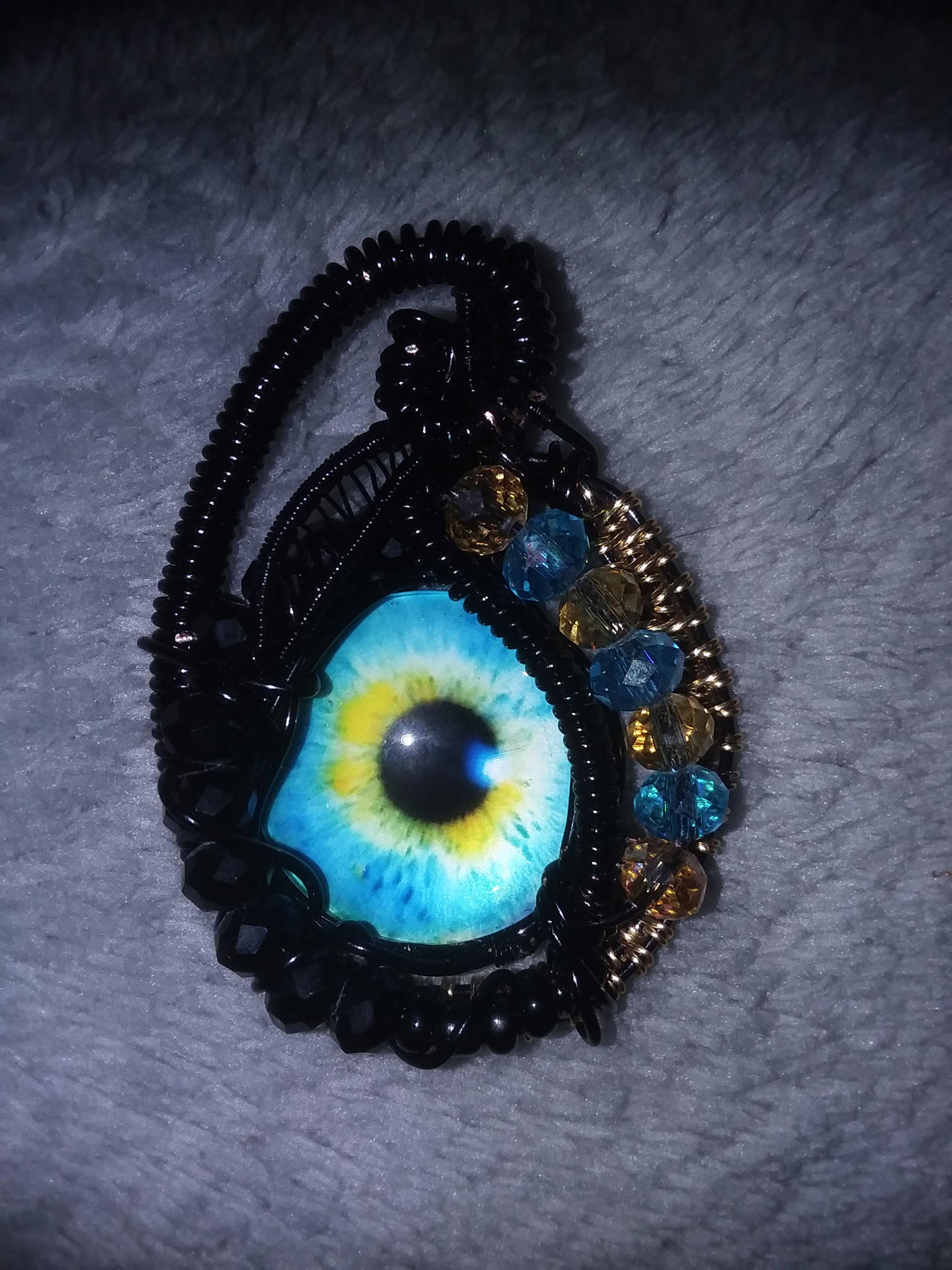 Wire wrapped glass eye try #2