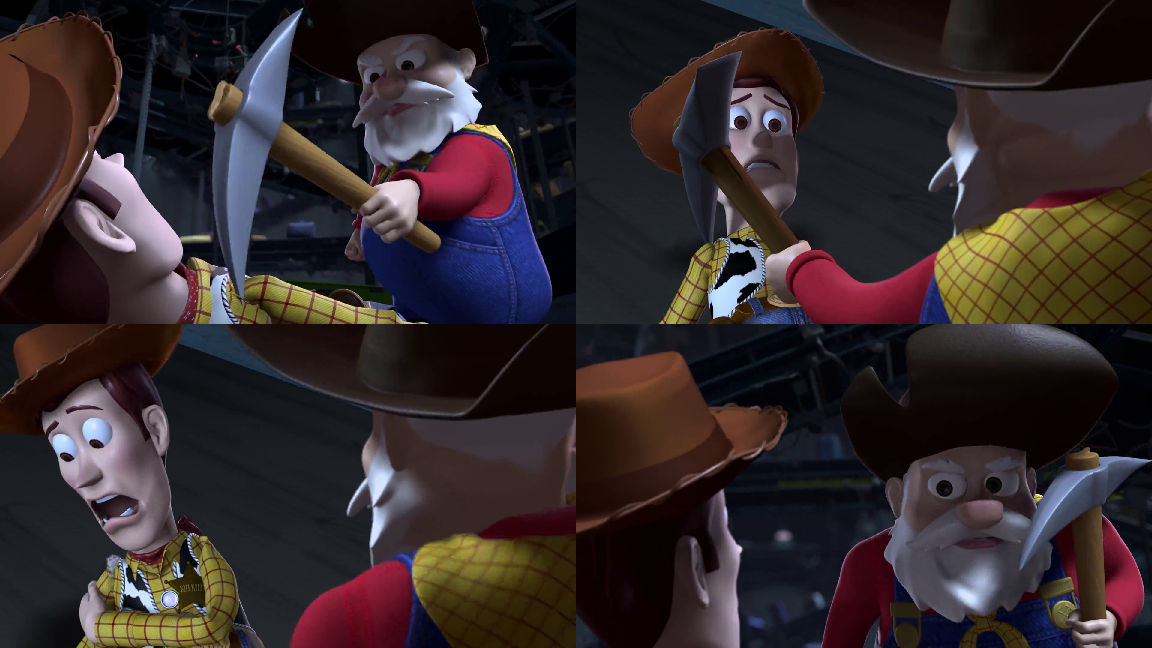 Toy Story 2 - The Prospector Cuts Woody's Arm by dlee1293847 on DeviantArt