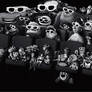 Pixar Characters in Black and White 3D