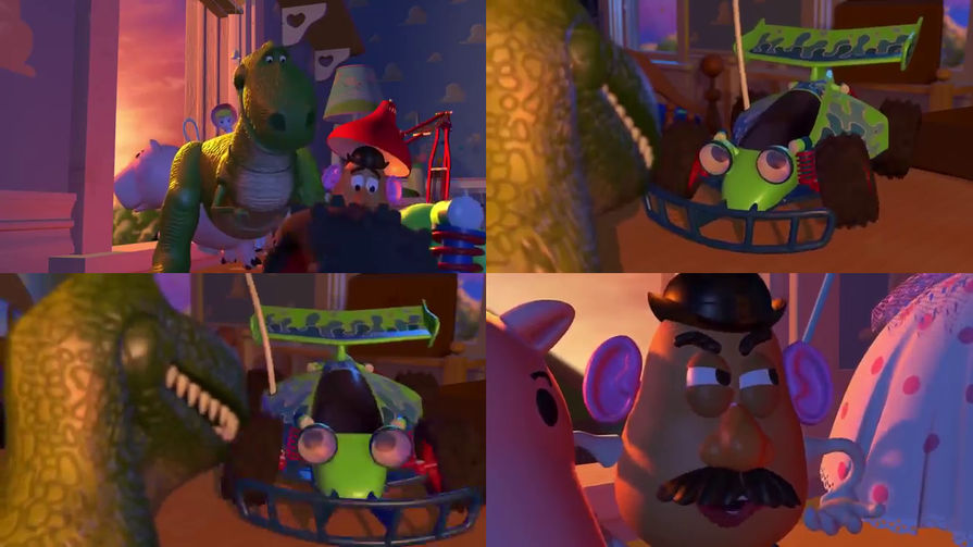 In Toy Story 2 (1999), while very difficult to make out even in 4K, the  Truck with the giant cylinder on it (that almost squishes Mr. Potato Head)  on it has the