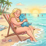 A Beachside Wish with Blue Tickle Monster