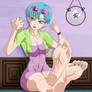 Bulma resting her tired Feet from that vacation