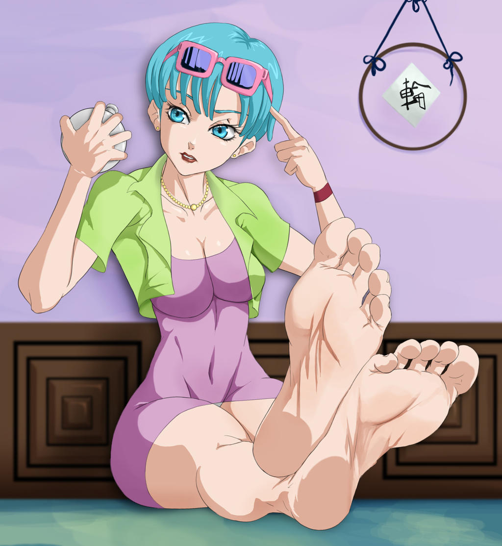 Bulma resting her tired Feet from that vacation