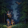 At night in the forest