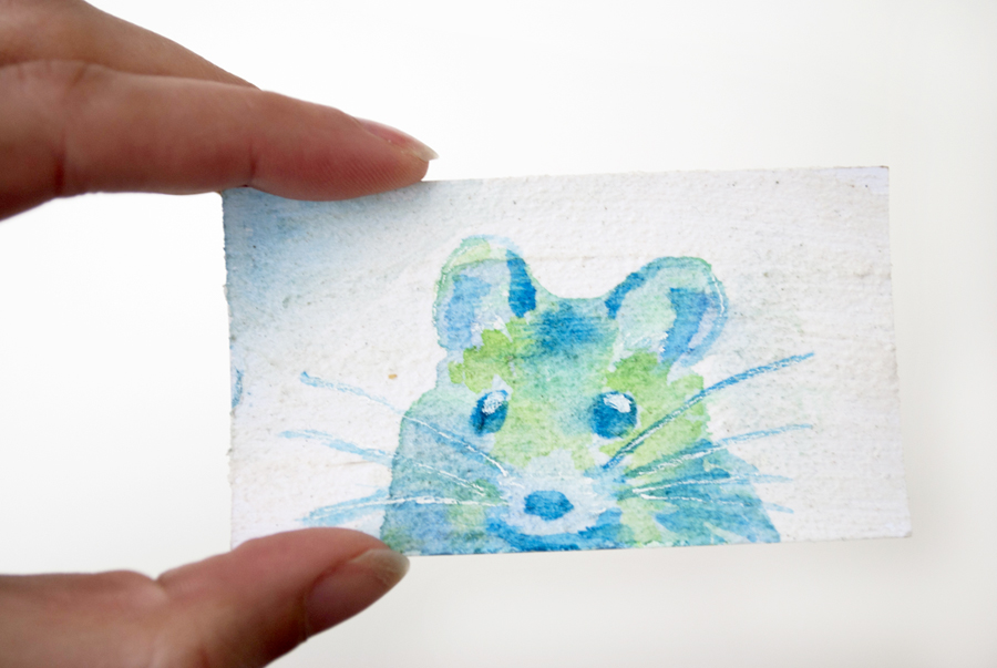 Tiny Watercolor Mouse Painting