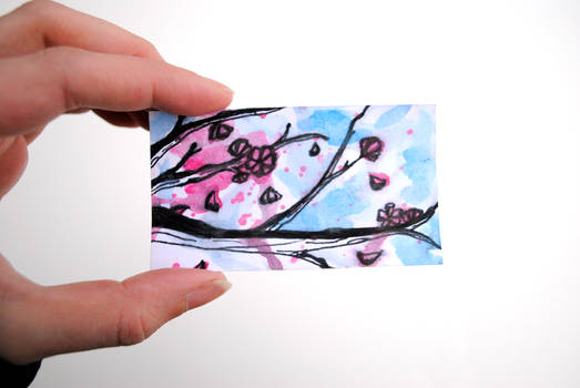 Tiny Cherry Blossom Watercolor Painting