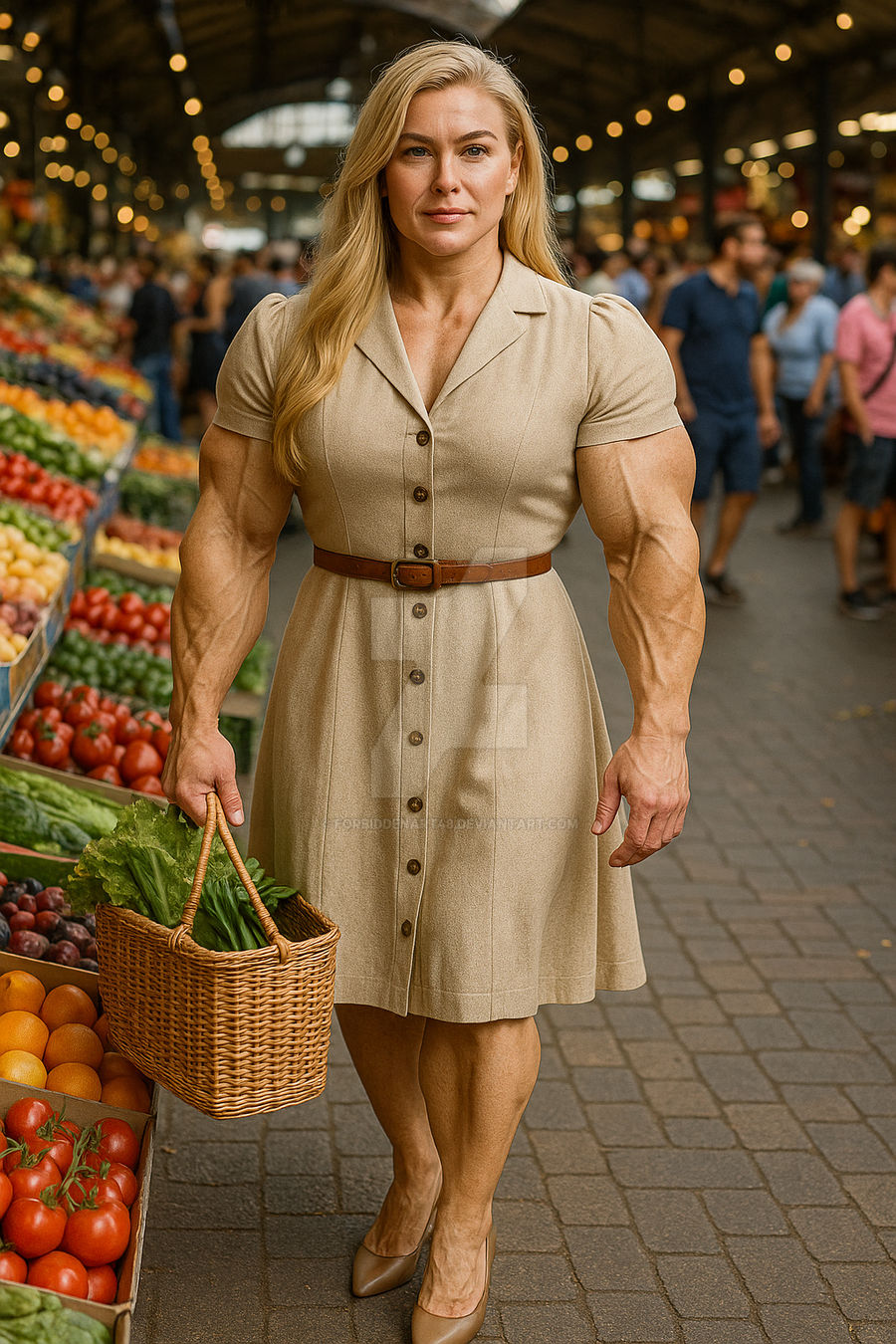 Market Stroll with the Muscle Queen by forbiddenart48 on DeviantArt