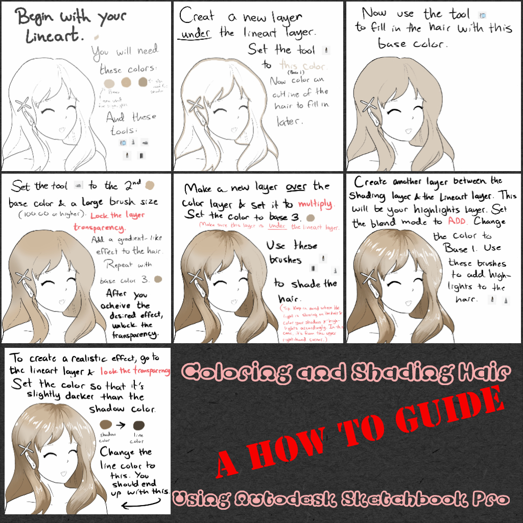 Coloring and Shading Hair on Sketchbook Pro by SmartasticalArt on DeviantArt Coloring and Shading Hair on Sketchbook Pro by SmartasticalArt on DeviantArt