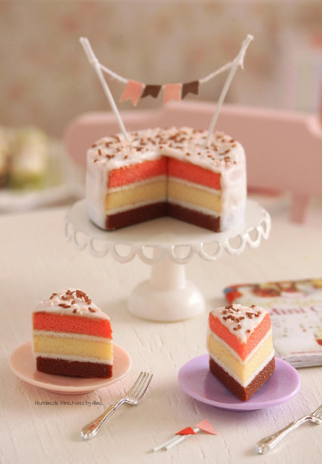 1:12 scale Neapolitan Cake