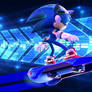 Sonic and his hoverboard