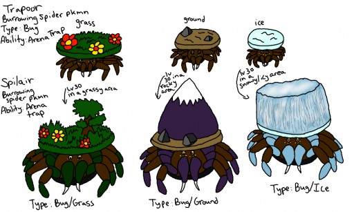 Fakemon Trapdoor Spiders by monkfishlover on DeviantArt