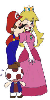 Mario and Peach Kiss