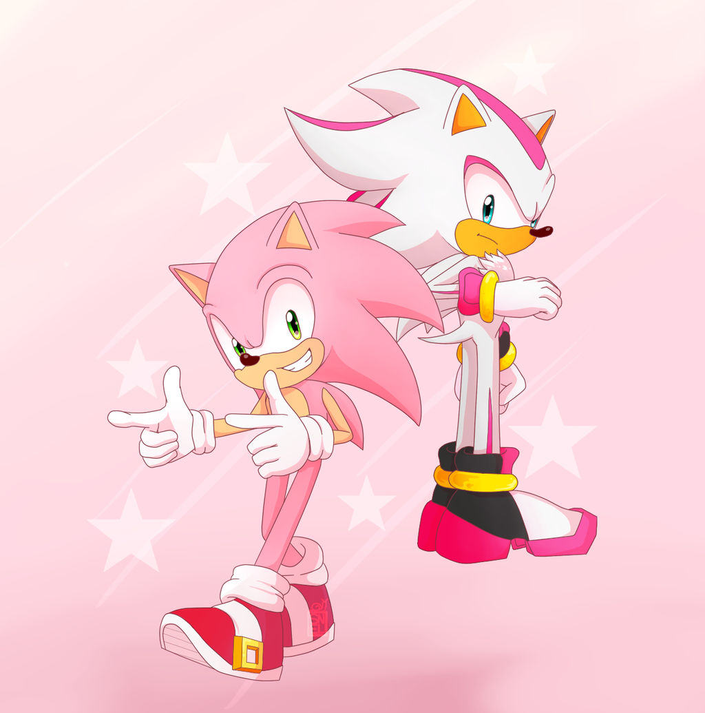 Pink Sonic And Colorswap Shadow by galexyrybak on DeviantArt