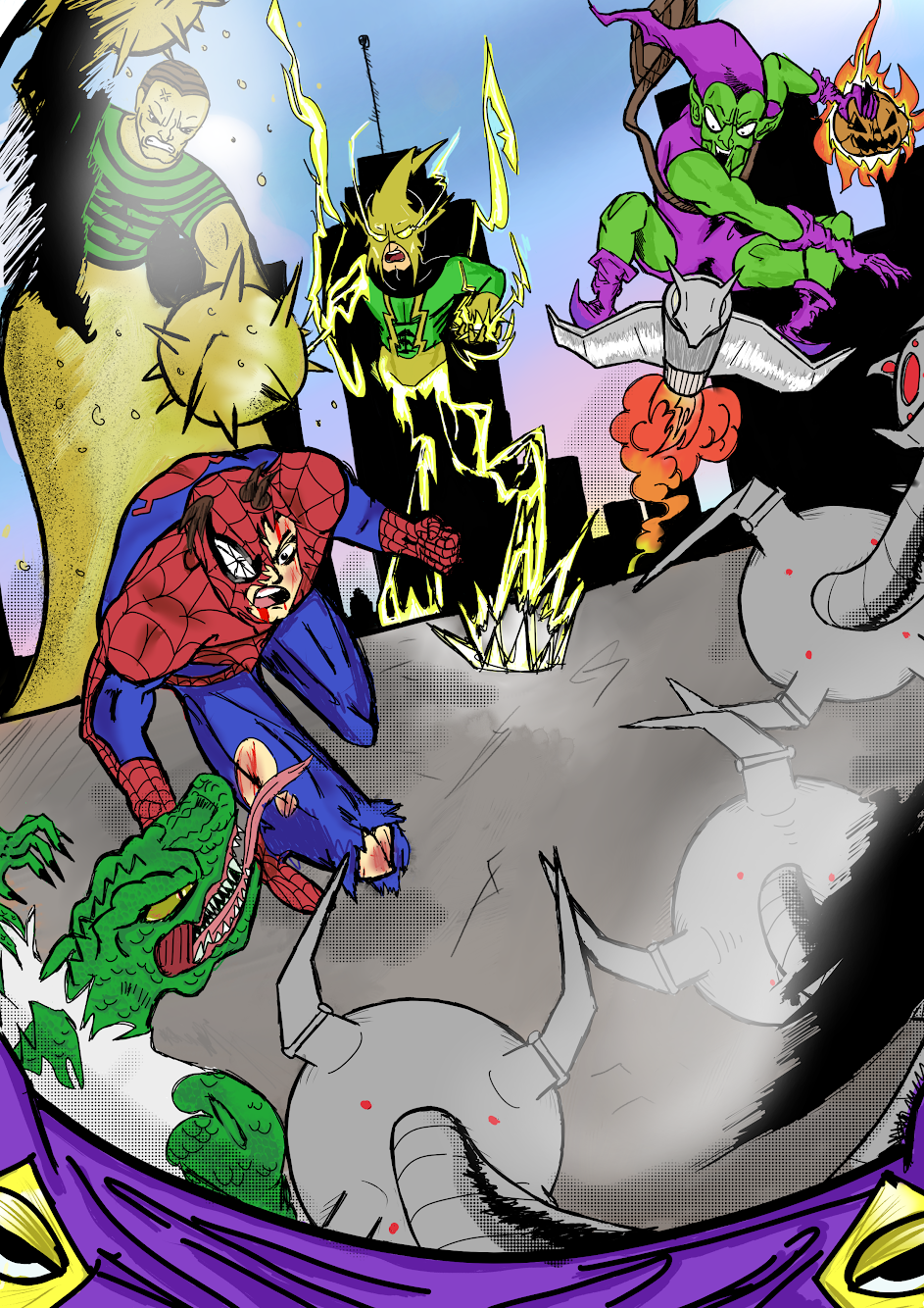 Spider-Man vs The Sinister Six by deaddirtyart on DeviantArt