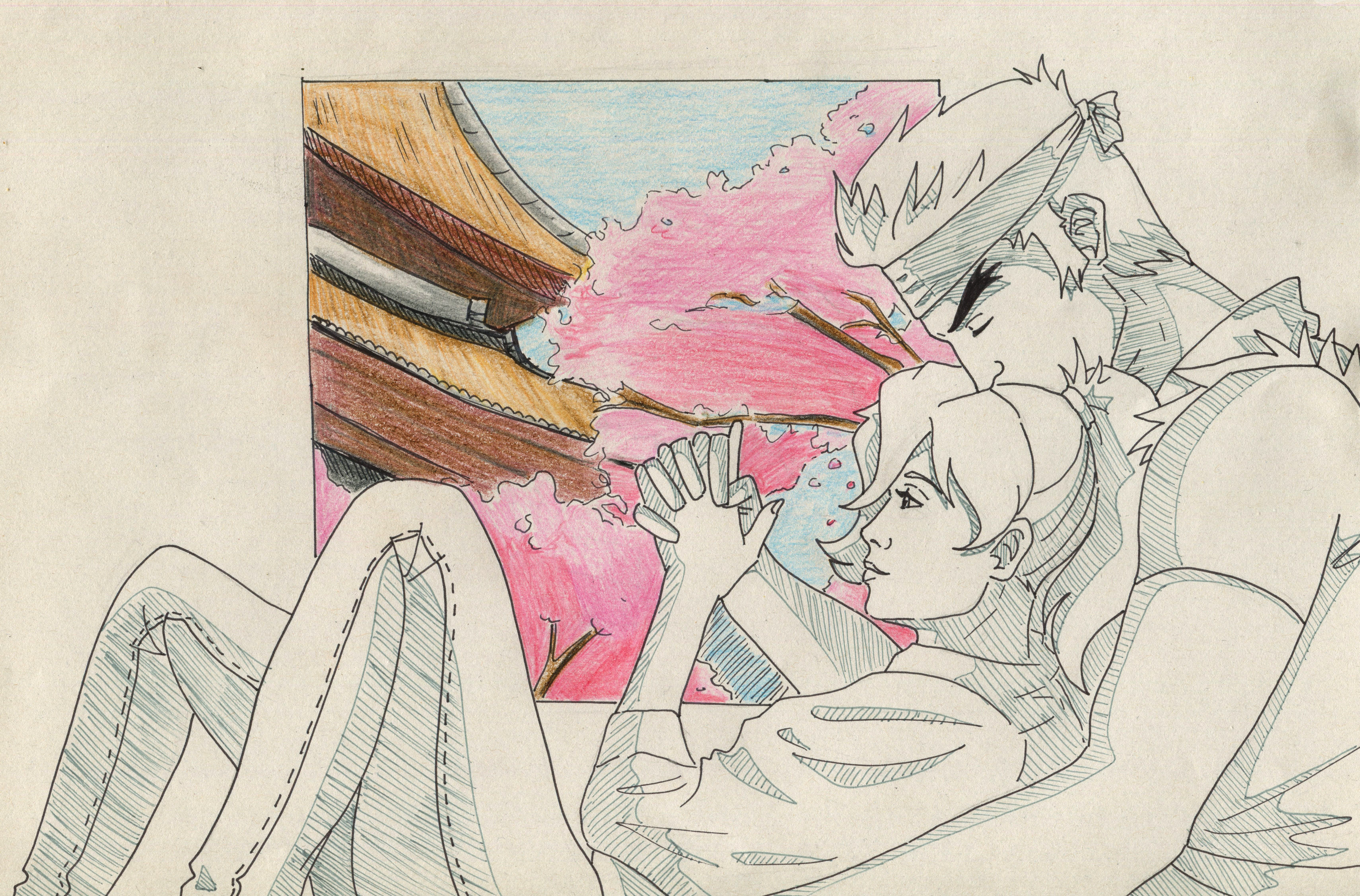Overwatch: Genji x Mercy, holding hands
