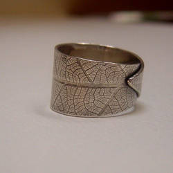 Adjustable Sterling  Leaf Ring