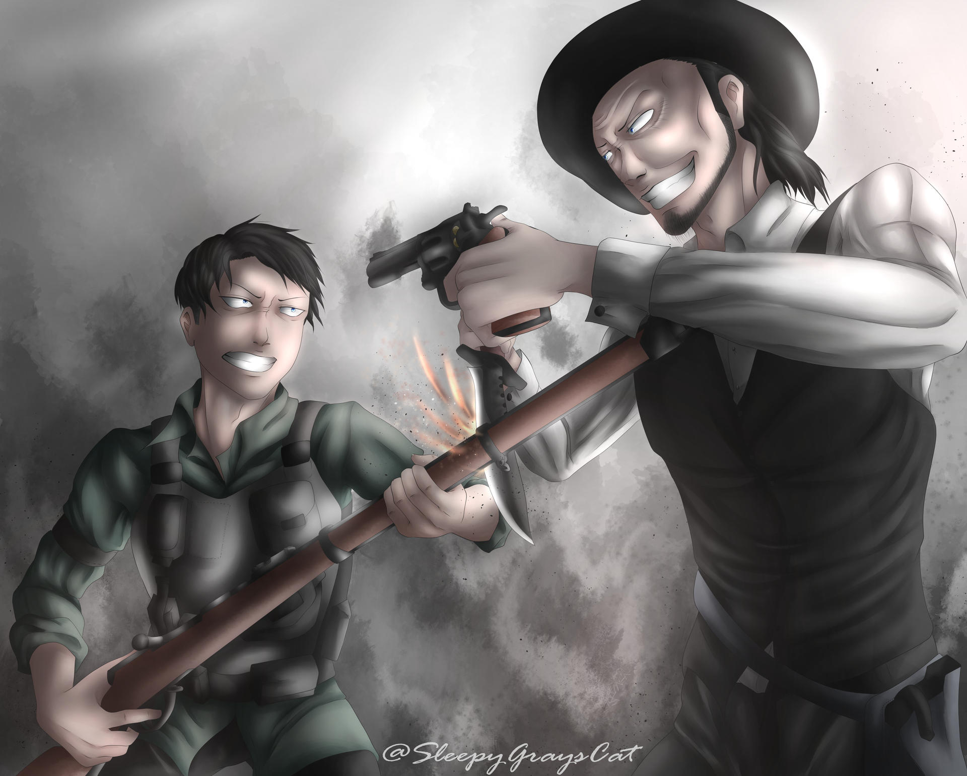 Out Of Control Illustration 2 Levi Vs Kenny By Sleepygrayscat On Deviantart