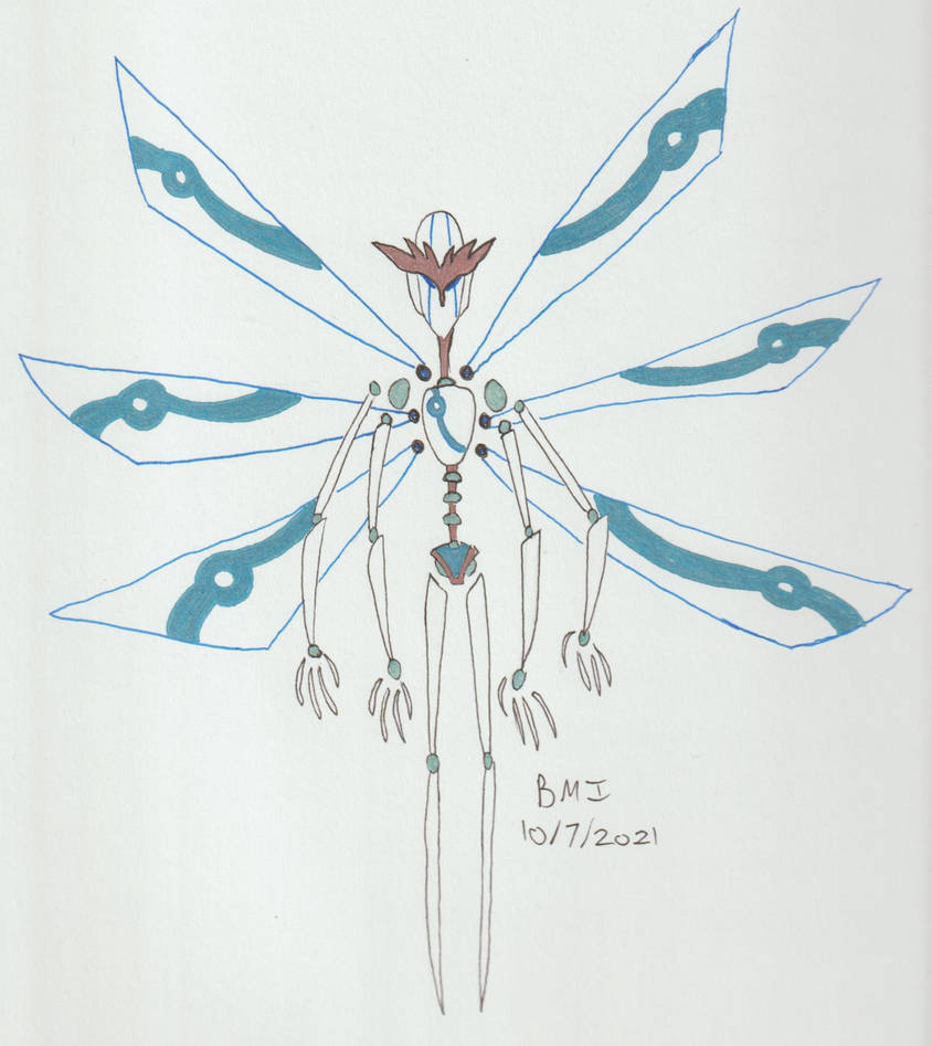 Winged Android Inktober 2021 - Winged Android by IronOnion32 on DeviantArt