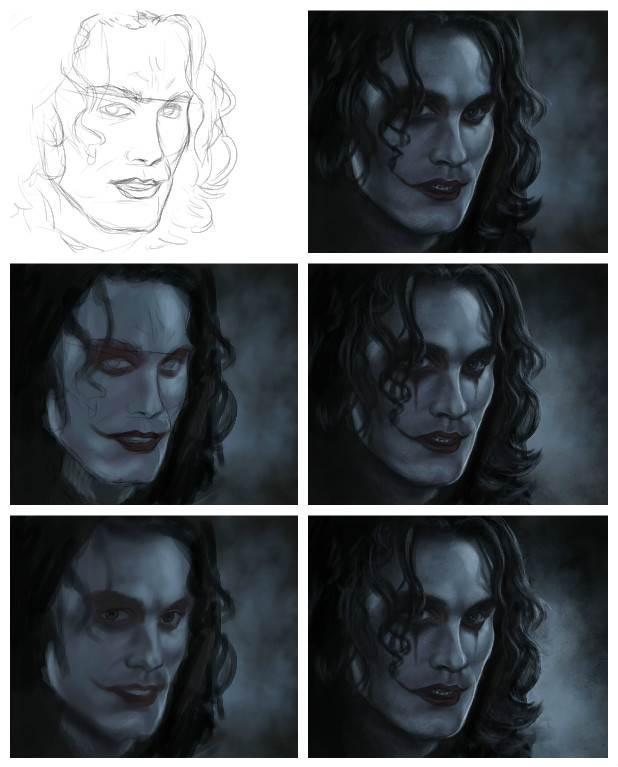 Sketch and coloring. The Crow.