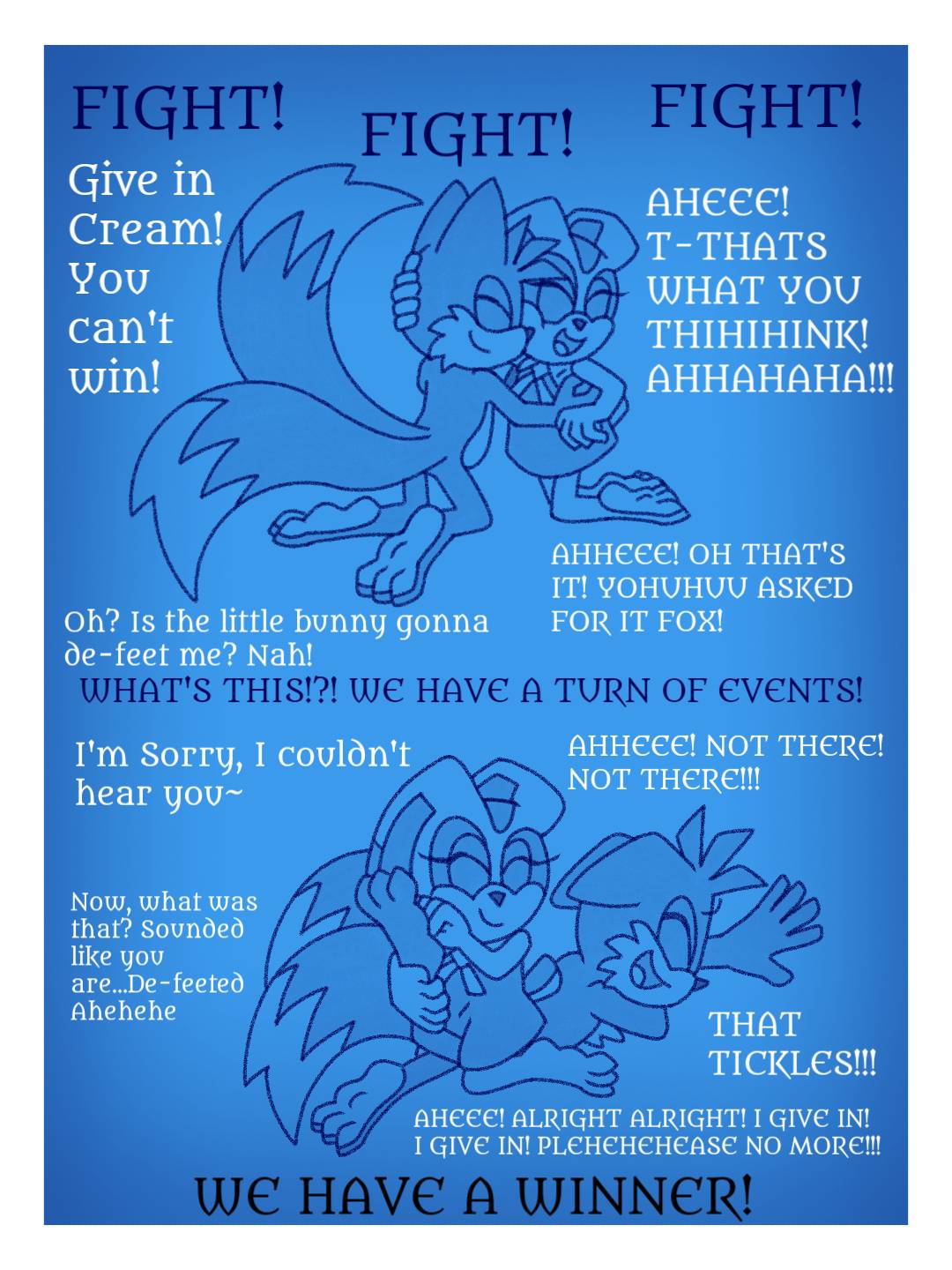 TickleTober 15 Tickle Fight Tails and Cream by Kdaydream112 on