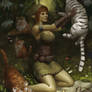 Elven Girl with Tigers