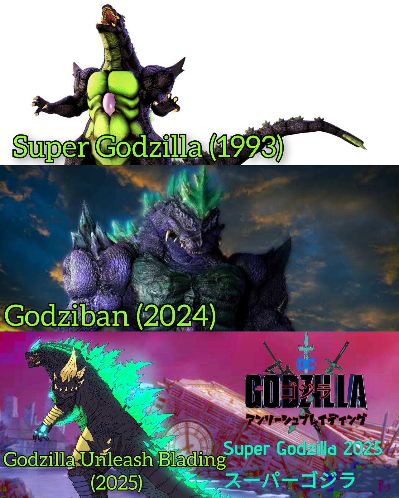 Godzilla Evolution Design Evolution of Super Godzilla Form 1993-2025 by Azmezilla on DeviantArt