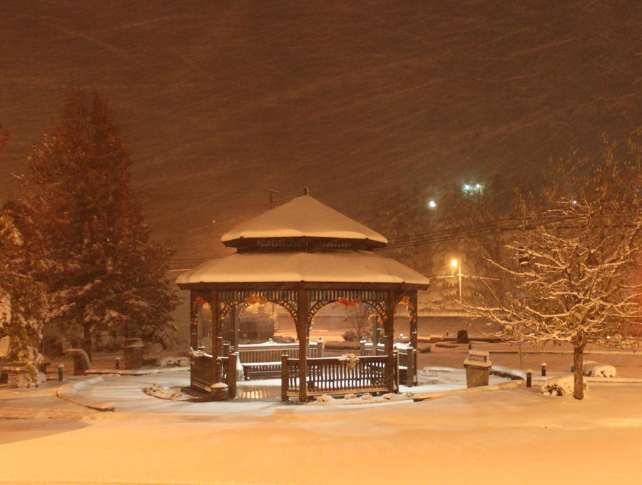 First snow 2012 Downtown Gazebo