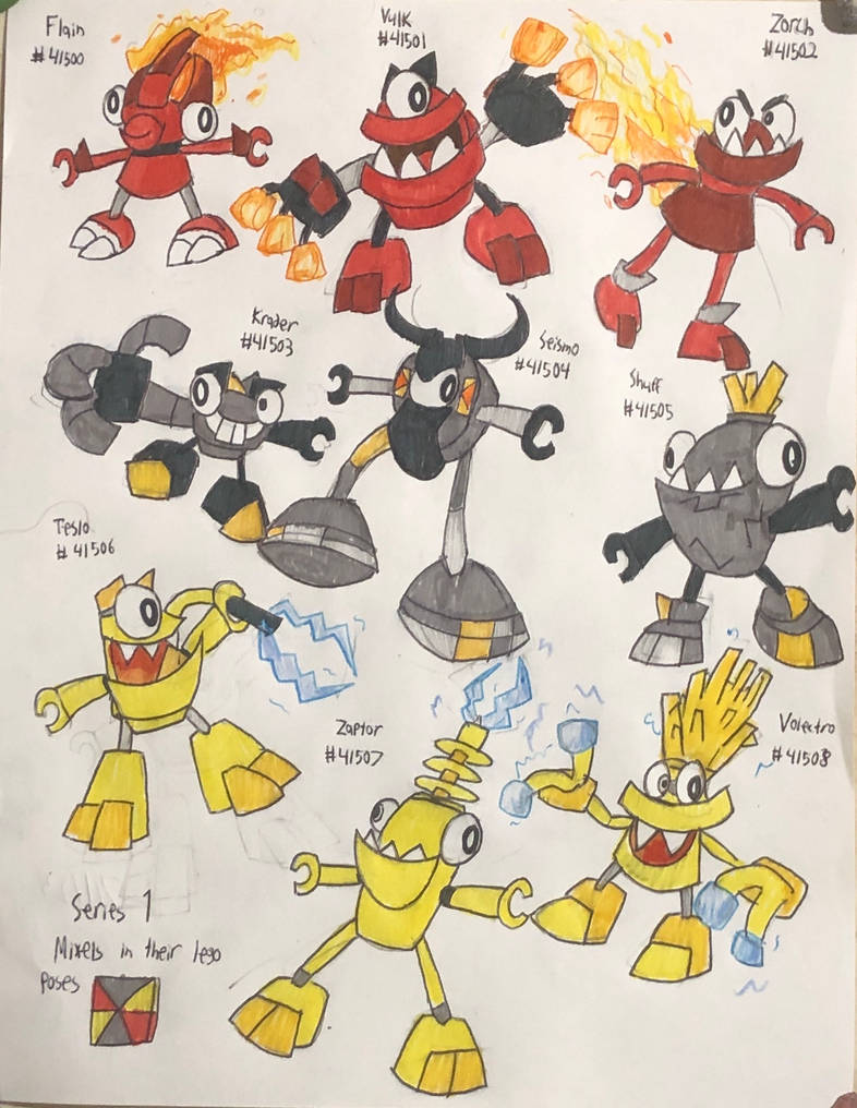 Series 1 Mixels in their lego poses (redrawn) by Wook-Naut on DeviantArt