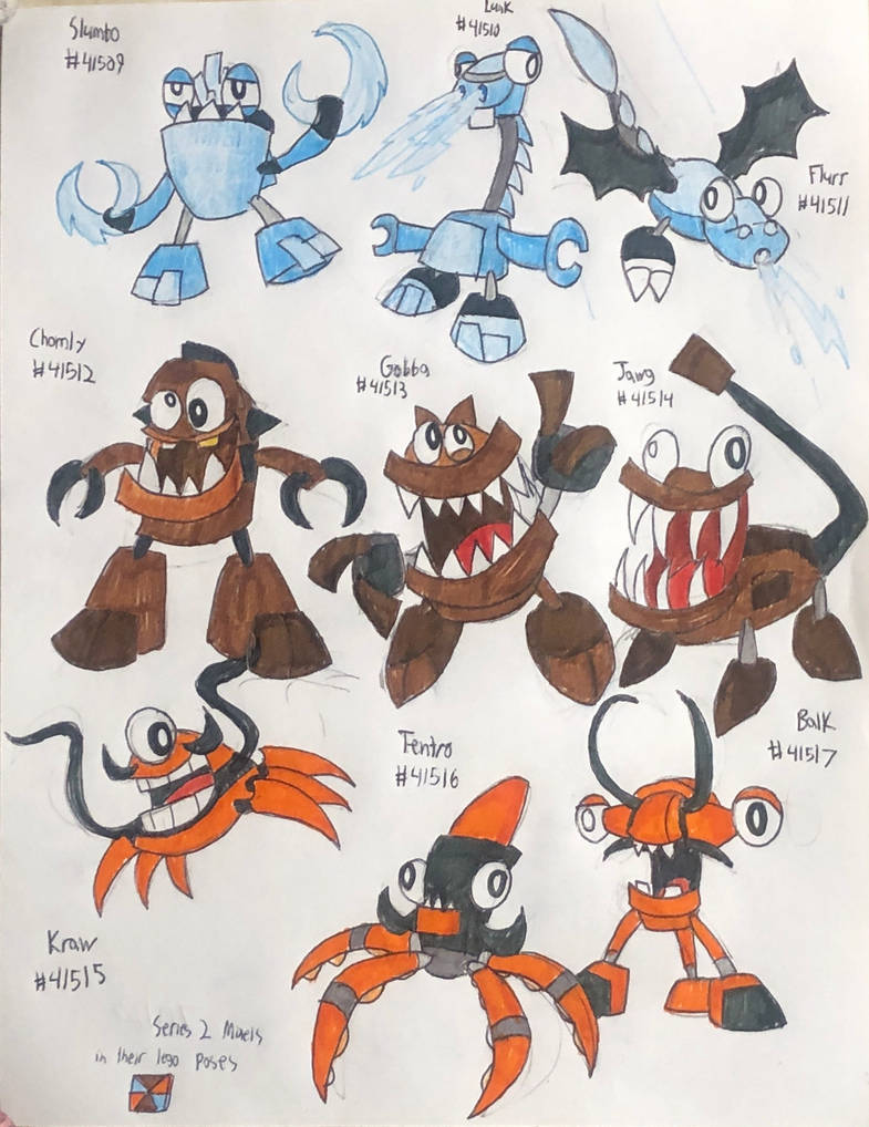 Series 2 Mixels in their lego poses (redrawn) by Wook-Naut on DeviantArt