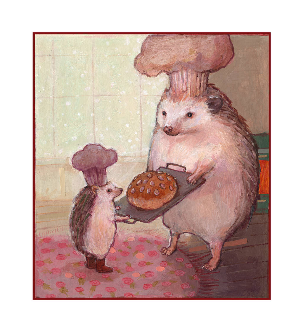 HEDGEHOGS baking BREAD by solangiana
