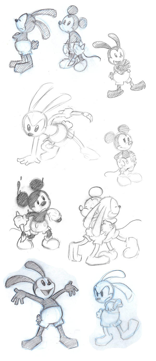 Mickey and Oswald Sketchdump